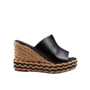 Paloma Barceló Paloma Ivane Leather Sandal With Raffia Wedge - NWT